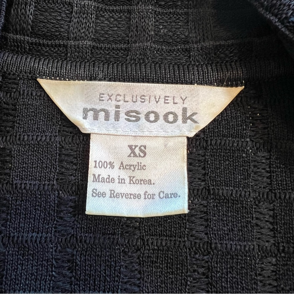 Vintage Exclusively Misook Black Ribbed Cardigan Blazer Jacket Sweater Size XS - Picture 2 of 11